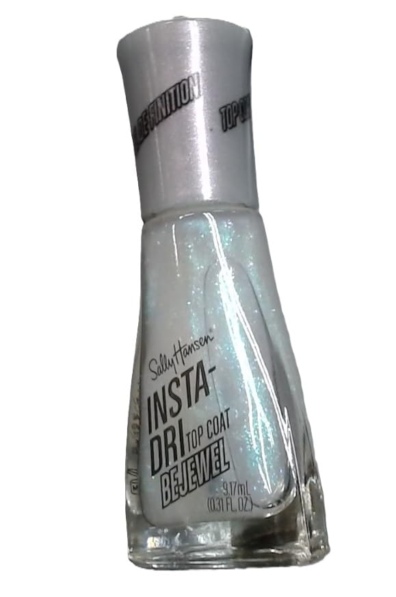 Sally Hansen Insta-Dri Nail Polish Top Coat | Quick Dry, Long Lasting, Streak-Free Shine, Sheer | Bejewel | Shimmery Pink Nail Polish 130 Bejewel Top Coat